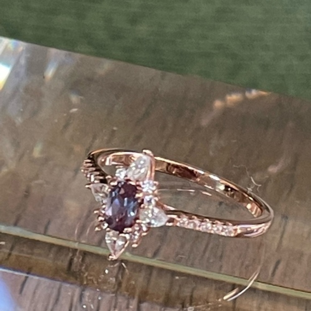 Alexandrite and Zircon Rose Gold Ring - Picture 9 of 15